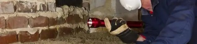 Pest control technician inspecting a crawl space for ant activity and entry points in Louisville, KY